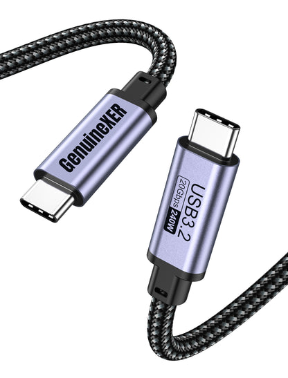 GenuineXER USB-C to USB-C Cable 240W 5A Fast Charging, 20Gbps USB 3.2 Gen2 Data, 4K@60Hz Video, Compatible with iPhone 17/16/15 Pro Max, MacBook, iPad, Samsung S25/24/23 Ultra 1.2 Meter