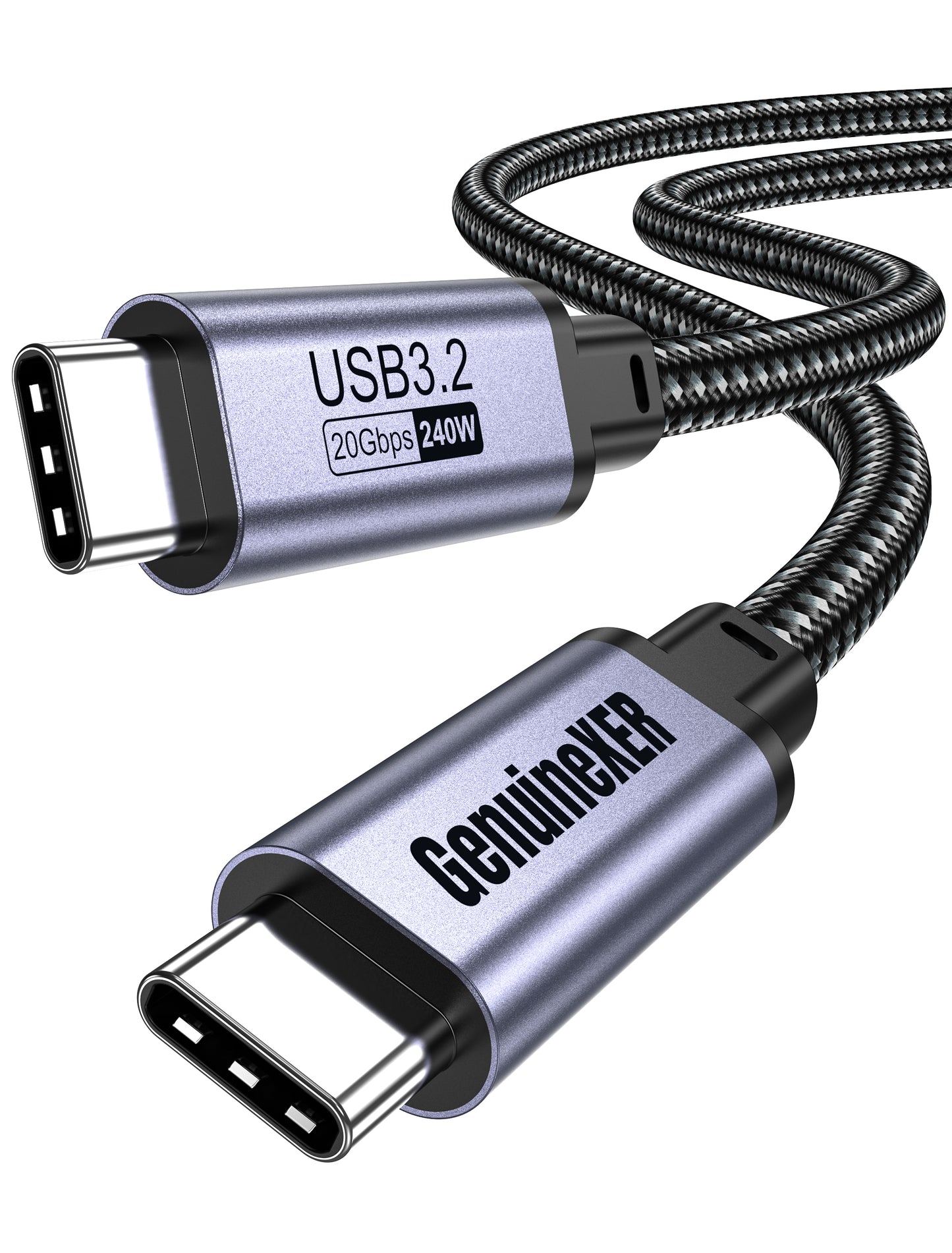 GenuineXER USB-C to USB-C Cable 240W 5A Fast Charging, 20Gbps USB 3.2 Gen2 Data, 4K@60Hz Video, Compatible with iPhone 17/16/15 Pro Max, MacBook, iPad, Samsung S25/24/23 Ultra 1.2 Meter