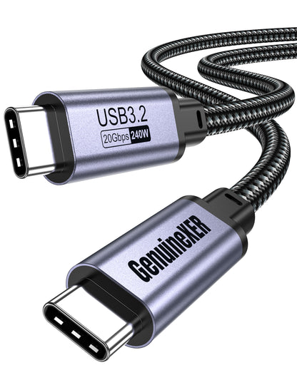 GenuineXER USB-C to USB-C Cable 240W 5A Fast Charging, 20Gbps USB 3.2 Gen2 Data, 4K@60Hz Video, Compatible with iPhone 17/16/15 Pro Max, MacBook, iPad, Samsung S25/24/23 Ultra 1.2 Meter
