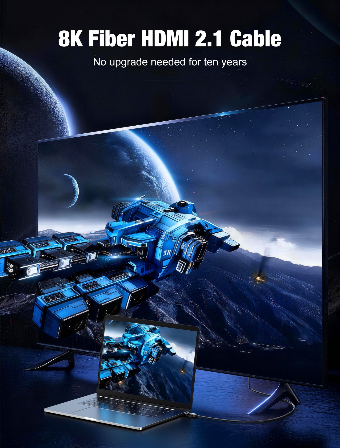 GenuineXER AOC 8K HDMI 2.1 Cable Active Optical, 48Gbps 8K@60Hz 4K@120Hz VRR ALLM eARC Dolby Atmos Gaming TV Projector Ultra High Speed | 10 Meter