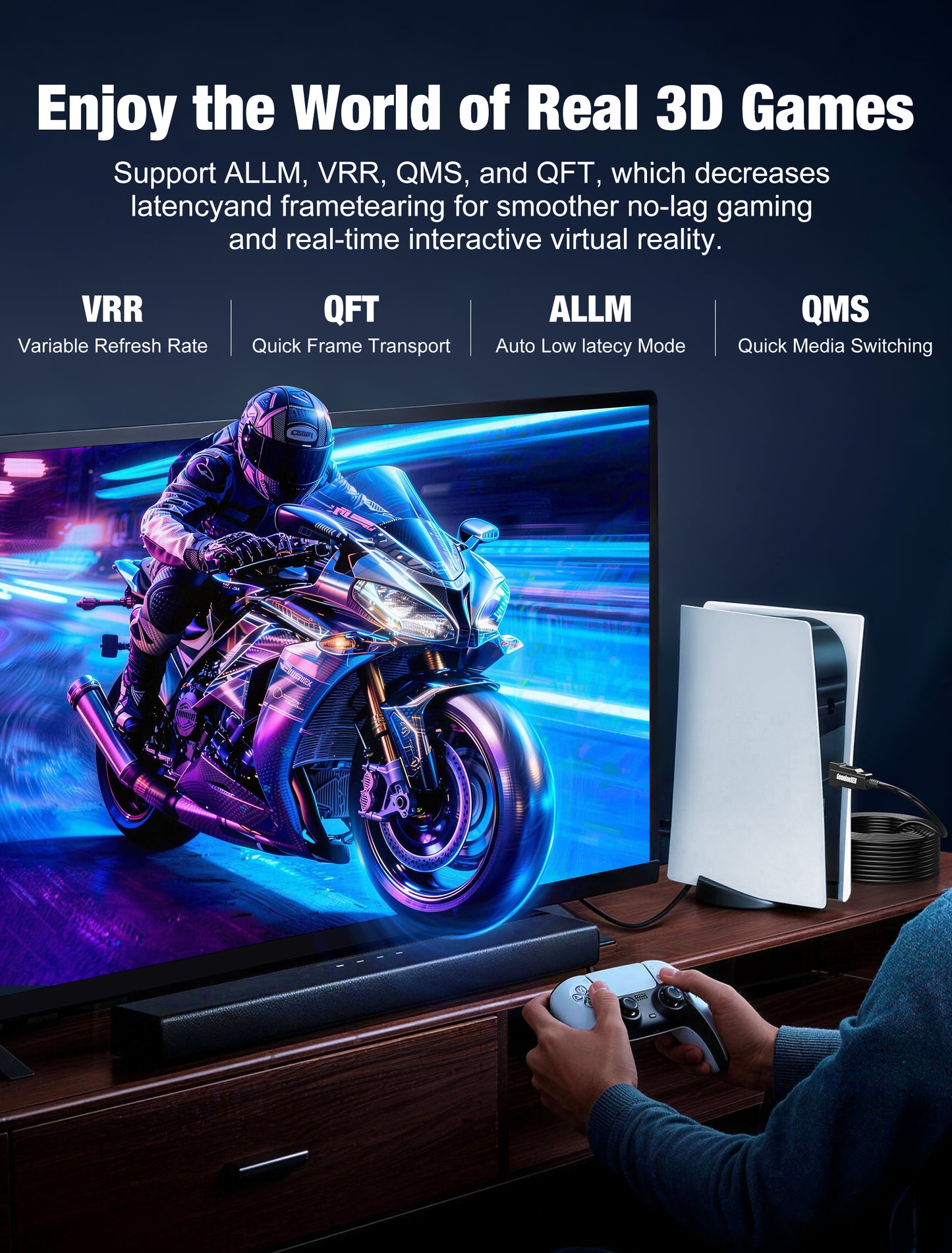 GenuineXER AOC 8K HDMI 2.1 Cable Active Optical, 48Gbps 8K@60Hz 4K@120Hz VRR ALLM eARC Dolby Atmos Gaming TV Projector Ultra High Speed | 10 Meter