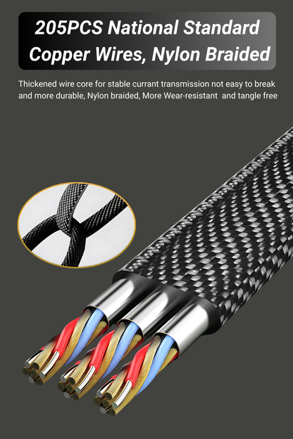 4-in-1 Fast Charging Cable | Up to 65W & 27W PD, 6A Power, 480Mbps Data Sync | Metal Shell, Braided Cable, 205 NSC Gold Connectors | USB-C to C, USB-C to USB-A, USB-C to Lightning, USB-A to Lightning | 1.2 Meter