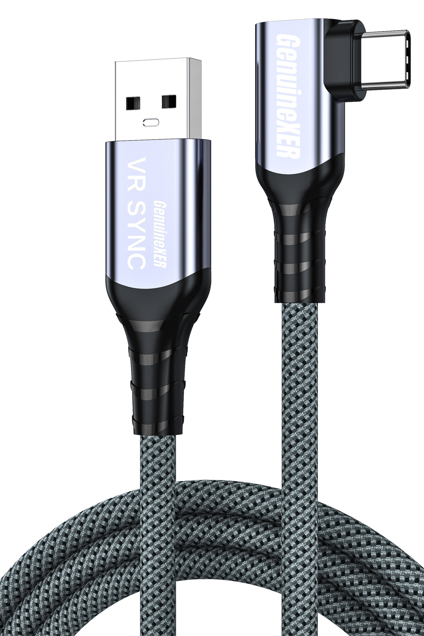 GenuineXER VR Link Cable 5 Meter USB 3.2, 5Gbps High-Speed Data, Gaming Charge & Play 3A Fast Charging, 90° Type-C Braided Cable Compatible with Meta Quest 3/Quest 2/Quest Pro, Pico 4, PC, Laptop & Mobile | 5M 16Ft