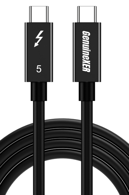 GenuineXER Thunderbolt 5 Cable | 80Gbps Data Transfer, 16K@30Hz, Dual 8K@60Hz, 4K@120Hz Display | 240W PD Fast Charging | Intel Certified E-Marker | USB4, Thunderbolt 5/4 Compatible for MacBook & Windows | 1 Meter