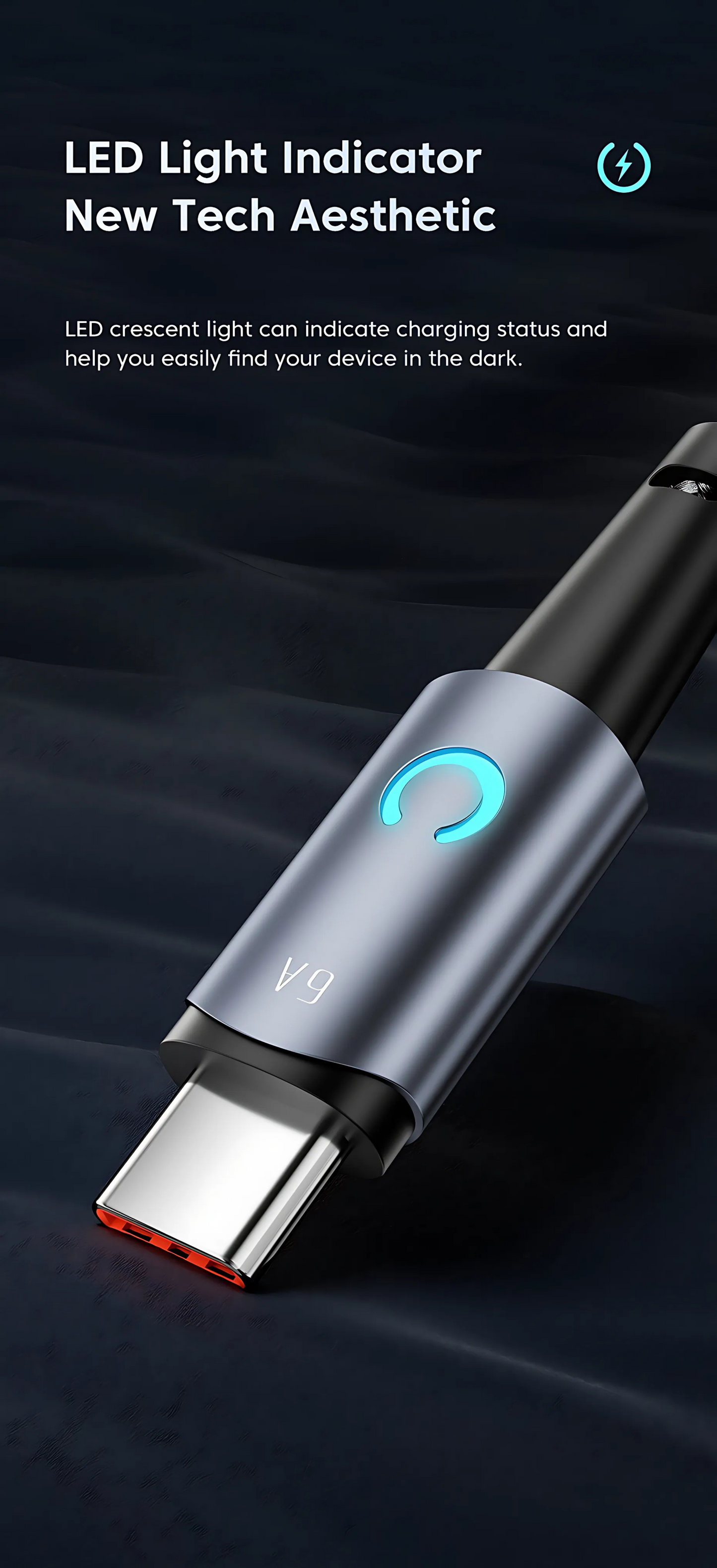 GenuineXER USB-A to Type-C Cable | 60W Fast Charging & 480Mbps Data Sync | Cotton Braided USB-C Cable with LED Light Indicator | Aluminium Alloy Shell, Durable & Safe Charging | 1 Meter