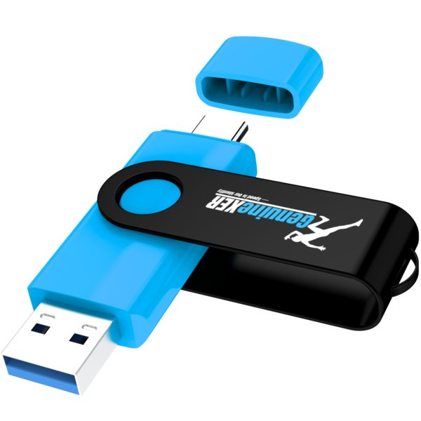 GenuineXER Premium 2-in-1 Stylish Flash Drive Type C Pendrive | 3.0 Swivel Dual OTG Pendrive | Compatible with Smartphones/Tablets/PC/Laptop (Blue))
