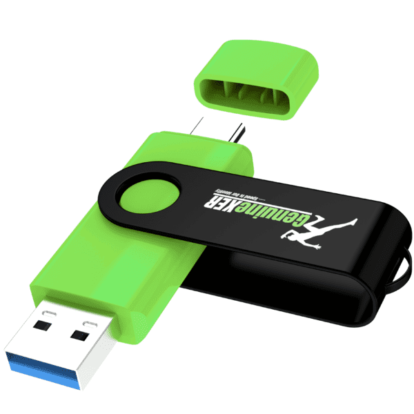 GenuineXER Premium 2-in-1 Stylish Flash Drive Type C Pendrive | 3.0 Swivel Dual OTG Pendrive | Compatible with Smartphones/Tablets/PC/Laptop (Green)