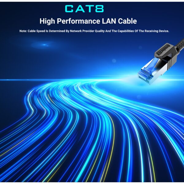 GenuineXER Premium Cat 8 Ethernet Cable Up to 40Gbps 2000MHz 26 AWG BCC Core + SFTP Braided High Speed RJ45 Lan Cable | Network Cable For Laptop, PS, Tv, Modem, Router, & Gaming - Image 3