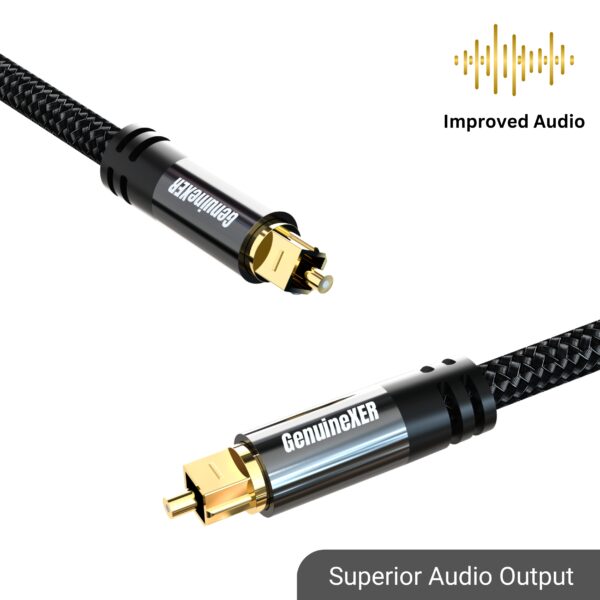 GenuineXER Premium Digital Optical Audio Toslink Cable With 8 Channels  (5.1 & 7.1) 24K Gold Plated & Nylon Braided | Compatible For Tv, Home Theater, Sound Bar, PlayStation, XBox - Image 7