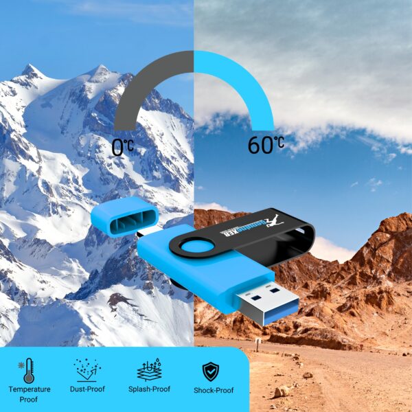 GenuineXER Premium 2-in-1 Stylish Flash Drive Type C Pendrive | 3.0 Swivel Dual OTG Pendrive | Compatible with Smartphones/Tablets/PC/Laptop (Blue)) - Image 5