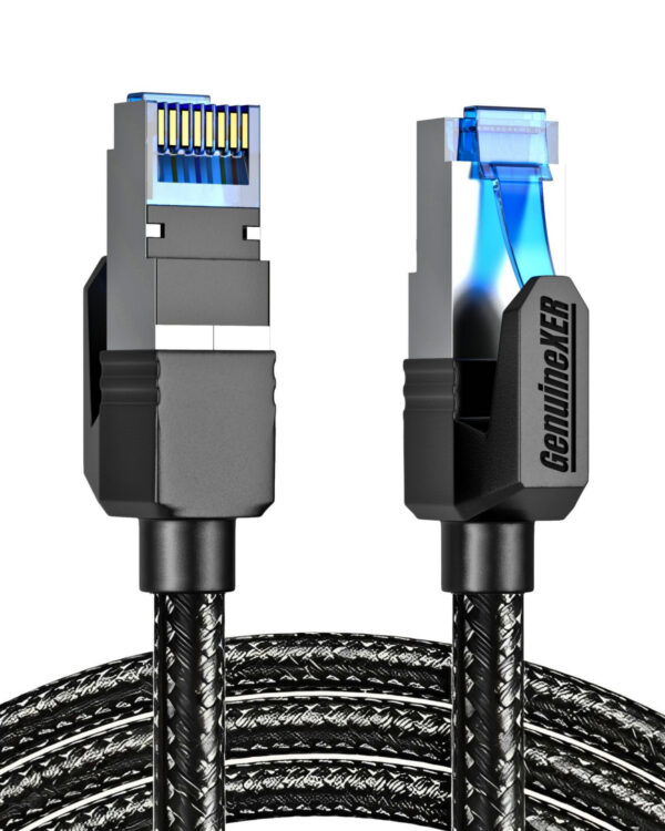 GenuineXER Premium Cat 8 Ethernet Cable Up to 40Gbps 2000MHz 26 AWG BCC Core + SFTP Braided High Speed RJ45 Lan Cable | Network Cable For Laptop, PS, Tv, Modem, Router, & Gaming